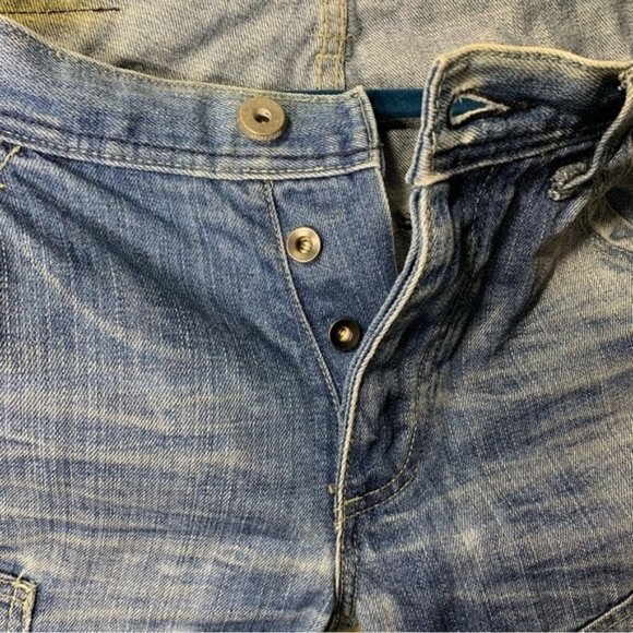 Jack Jones 1975 Men Jeans Sz 34 Blue Distressed Button Fly Street - Picture 5 of 15